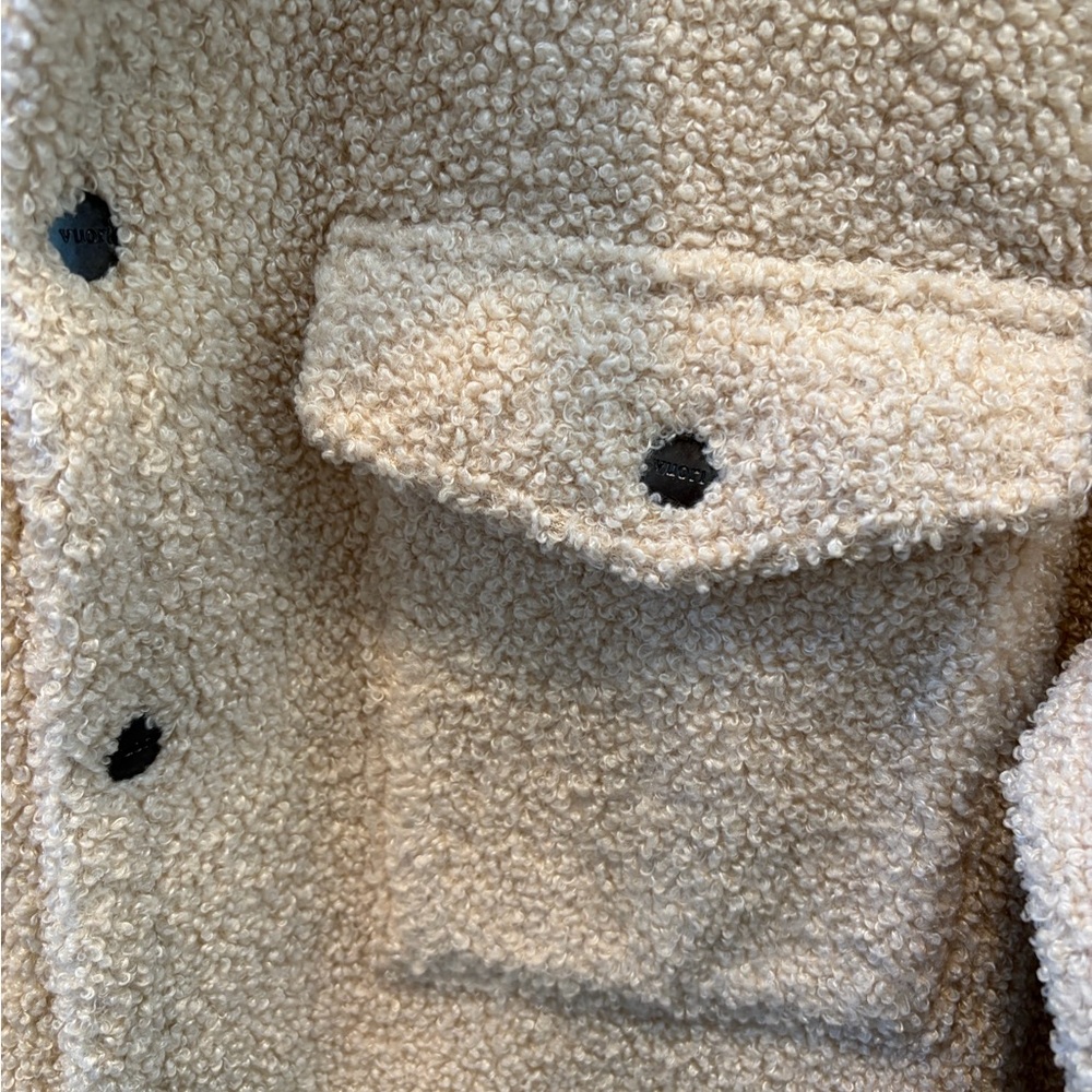 Vuori Mens Cream Sherpa Fleece Button-Up Jacket - Picture 4 of 6